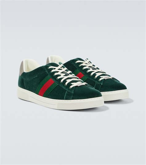 gucci ace velvet bow & leather sneaker|gucci ace tennis shoes.